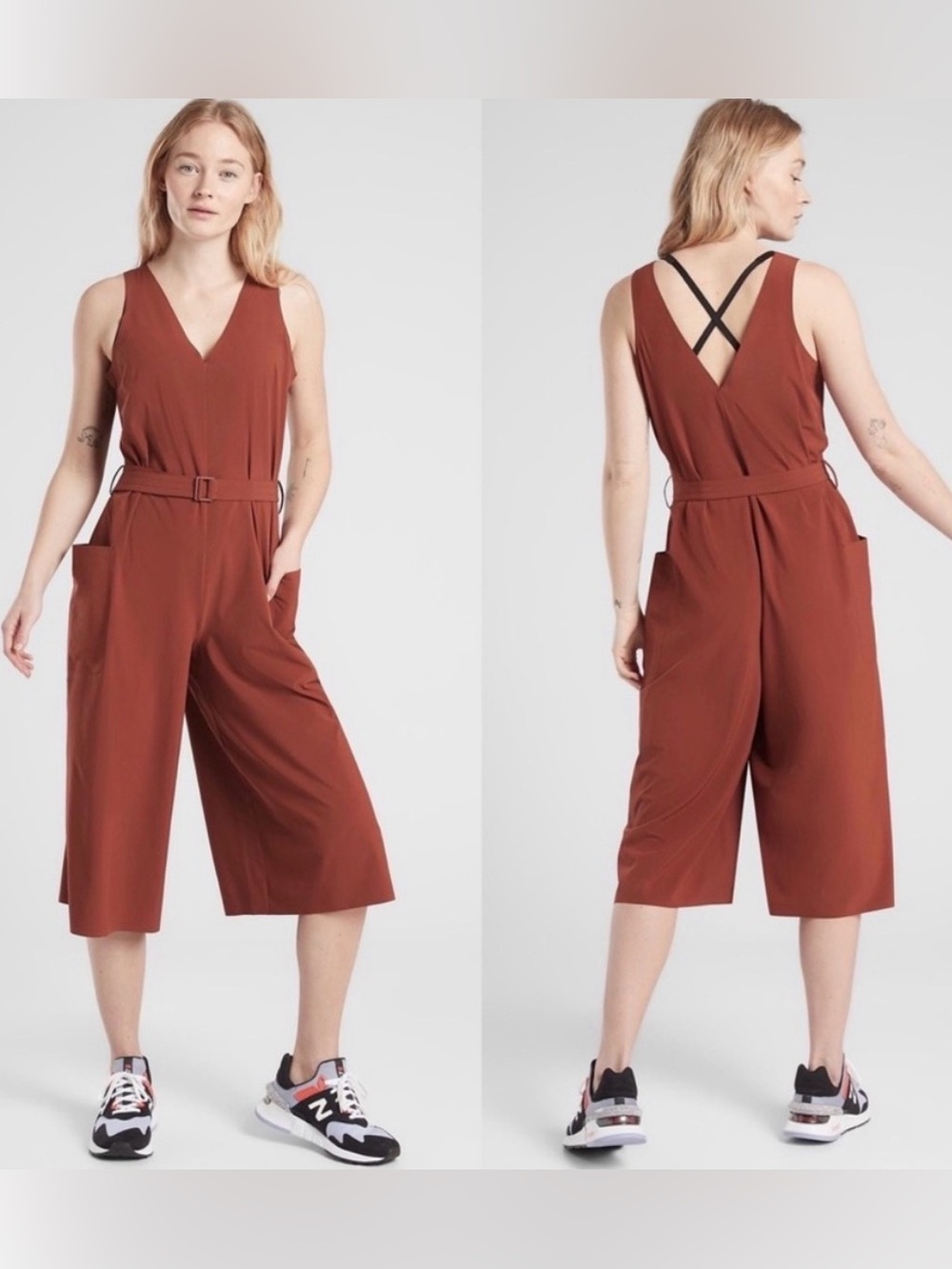 Athleta Sarasota Jumpsuit in Rust Red